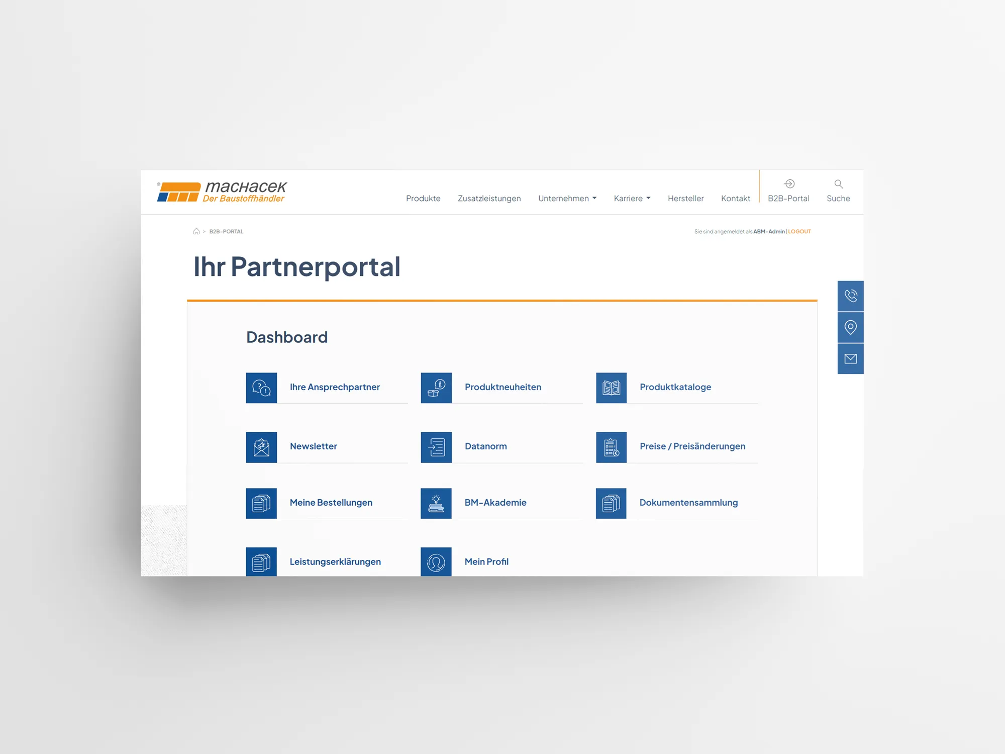 Machacek Website Partnerportal Dashboard